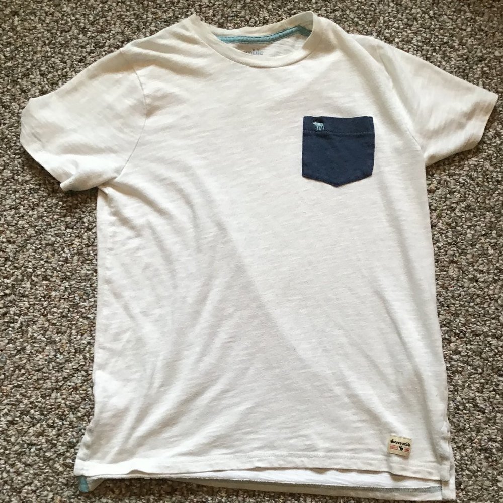 Abercrombie Woven T-Shirt, White, Size: 15/16
